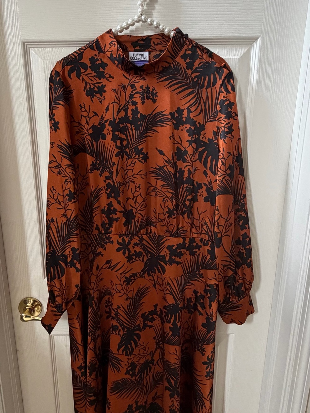 Future Collective Rust Floral Button-Up Blouse
